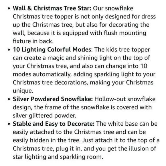 Christmas Tree Topper Lighted Snowflake Tree Topper with Colorful Changing LED - Picture 3 of 5